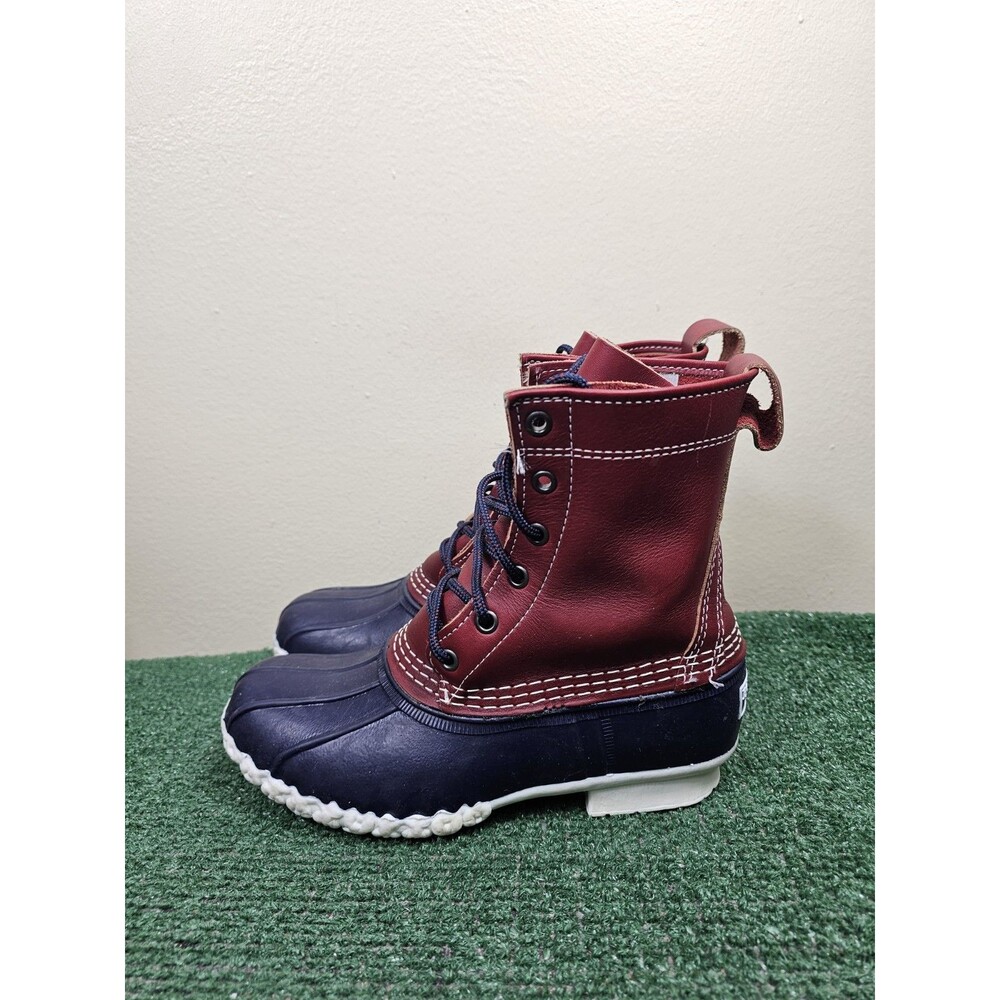 L.L.Bean Bean Boots Duck Boots Burgundy Blue White Kids Size 3 M
